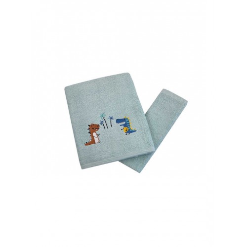 Astron Italy Dino Baby Towel Set Light Blue 2pcs 100% cotton