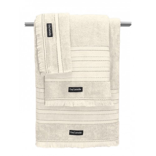 Guy Laroche Bath Towel Set 3pcs Sarlin Cream 100% cotton