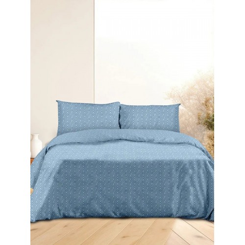 Sunshine Extra Double Sheet Set with elastic 170x200+30cm. Flannel 2042 Blue 2042 4pcs 100% cotton