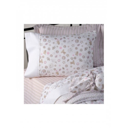 Down Town Home Set of Baby Swing Sheets 125x175cm. Teddy Bear Pink 583 Cotton