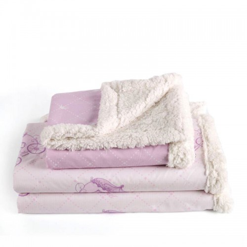 Blanket Blanket with Fur Kentia Tiara 61099 Pink with White Tiaras